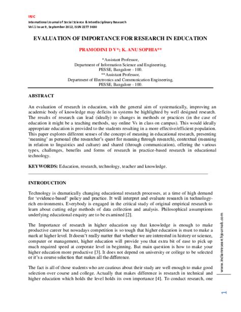 The Importance of Research